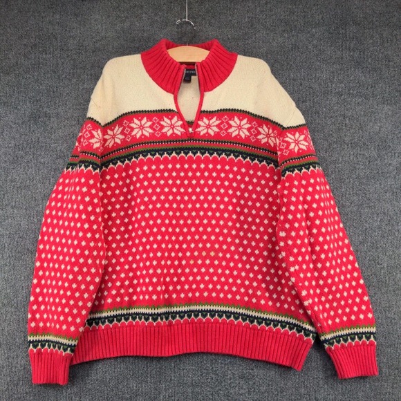 Lands' End Men's 1/4 Zip Pullover Knit Sweater Multicolor XL 46-48 Fair Isle - Picture 2 of 13
